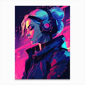 Pink Cyberpunk Woman Canvas Print