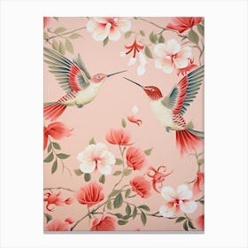 Vintage Japanese Inspired Bird Print Hummingbird 3 Canvas Print