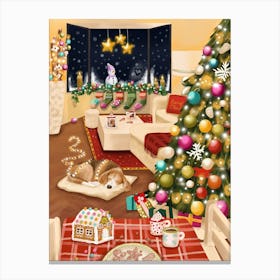 Cosy Christmas Tree with Beagle Dog Canvas Print