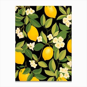 Lemons And Flowers Seamless Pattern Canvas Print