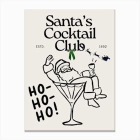 Santa’s Cocktail Club | Trendy Preppy Ho Ho Ho Christmas 2 Canvas Print