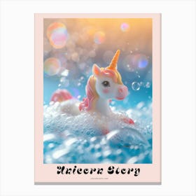 Toy Unicorn In The Bubble Bath Poster Canvas Print