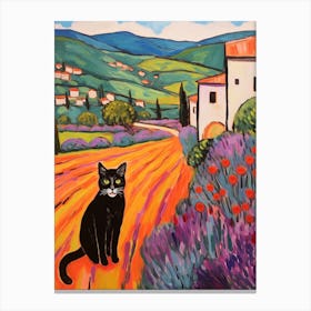 Painting Of A Cat In Val D Orcia Italy 2 Canvas Print