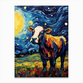 Colorful Cow, Vincent Van Gogh Inspired Canvas Print