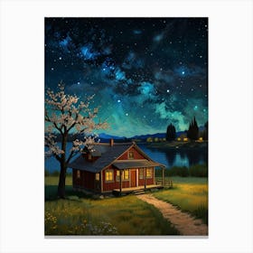 Night Scene With A House Canvas Print