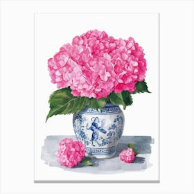 Pink Hydrangeas Canvas Print