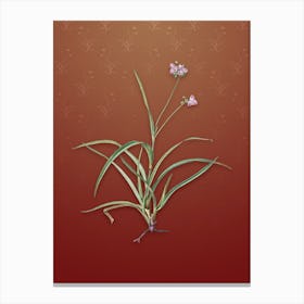 Vintage Spiderwort Botanical on Falu Red Pattern Canvas Print