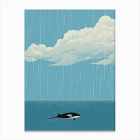 Orca Whale In The Rain Minimalist Canvas Print