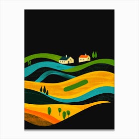 Illustration Of A Farm Canvas Print