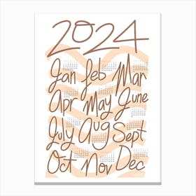 2024 Calendar in Graphic Bold Modern Brown Canvas Print