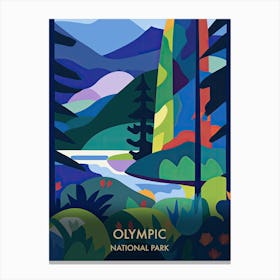 Olympic National Park Travel Poster Matisse Style 1 Canvas Print