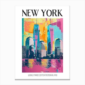 World Trade Center Memorial New York Colourful Silkscreen Illustration 1png Poster Canvas Print
