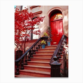 Greenwich Village Door, Autumn In New York Canvas Print