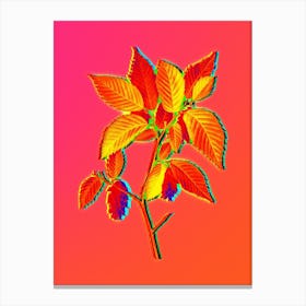 Neon American Hophornbeam Botanical in Hot Pink and Electric Blue Canvas Print