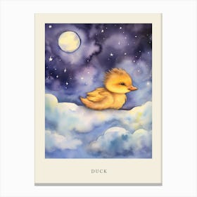 Baby Duck 1 Sleeping In The Clouds Nursery Poster Canvas Print