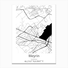 Meyrin,Switzerland Minimalist Map Canvas Print