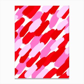 Red and Pink Brush Strokes Abstract Canvas Print