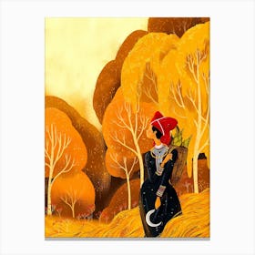 Highland Girl and Autumn Canvas Print