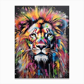 Lion Art Painting Street Art Style 3 Canvas Print