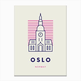 Navy And Pink Minimalistic Line Art Oslo Canvas Print