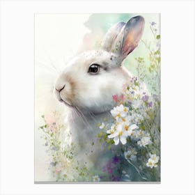 Rabbit And Flowers 1 Canvas Print