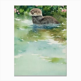 Sea Otter Storybook Watercolour Canvas Print