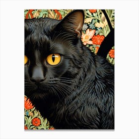 William Morris Black Cat With Yellow Eyes Canvas Print