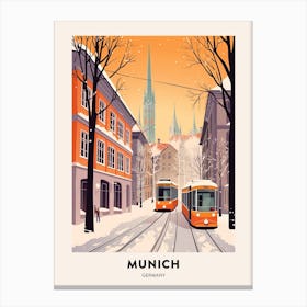 Vintage Winter Travel Poster Munich Germany 2 Canvas Print