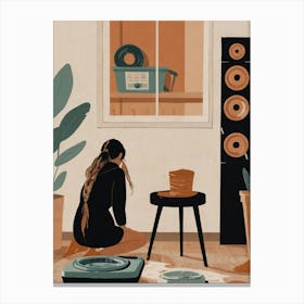 Illustration Of A Girl In A Room Canvas Print