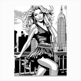 Mod Girl Black And White NYC 2 Canvas Print