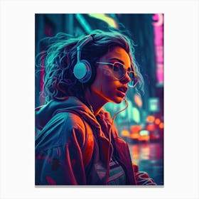 Girl With Headphones 2 Canvas Print