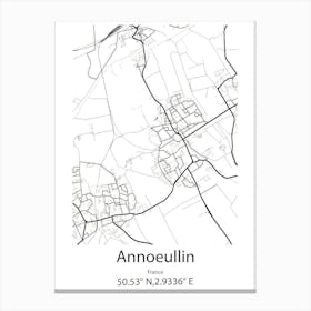 Annoeullin,France Minimalist Map Canvas Print