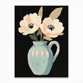 Two Flowers In A Blue Vase Canvas Print