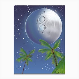 Moon And Palm Trees Canvas Print