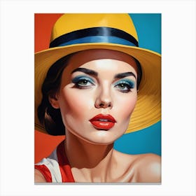Woman Portrait With Hat Pop Art (10) Canvas Print