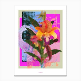 Flower 2 Neon Flower Collage Poster Canvas Print