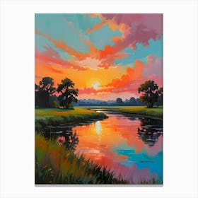 Sunset by the River Canvas Print