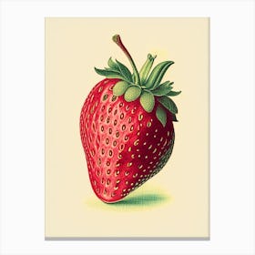 A Single Strawberry, Fruit, Vintage Sketch Canvas Print