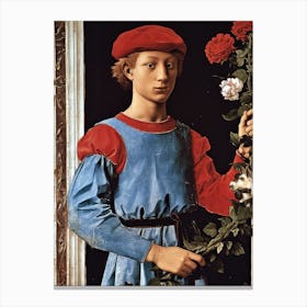 Young Boy With Roses Canvas Print