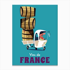 Vins De France Poster Teal Canvas Print