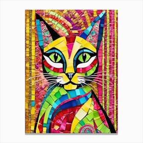 Colorful, Mosaic Cat Canvas Print