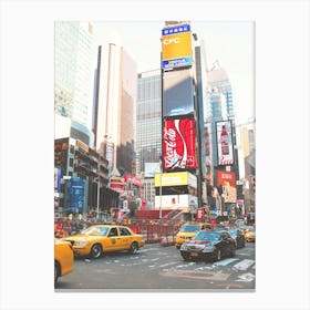 New York, USA I Times Square madness with taxis yellow cabs and its ads to illustrate the effervescence of Big Apple and its mythical locations surrounded by skyscrapers and New Yorker loft photography Canvas Print