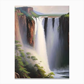 Victoria Falls Of The North, Canada Peaceful Oil Art  Canvas Print
