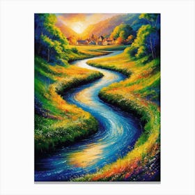 River At Sunset Canvas Print