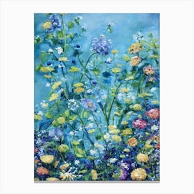 Scabiosa Floral Print Bright Painting Flower Canvas Print