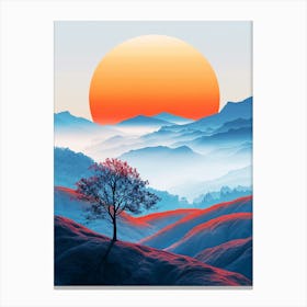 Sunset On A Hill Canvas Print