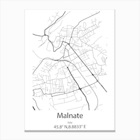 Malnate,Italy Minimalist Map Canvas Print