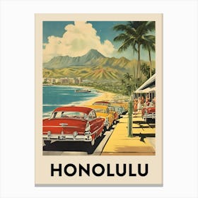 Honolulu Retro Travel Poster 1 Canvas Print