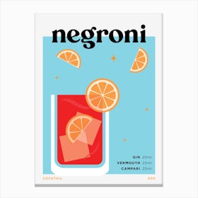 Negroni in Blue Cocktail Recipe Canvas Print