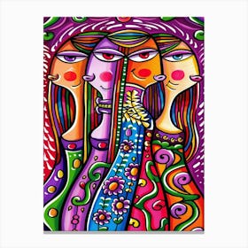 Three Women By Person Canvas Print